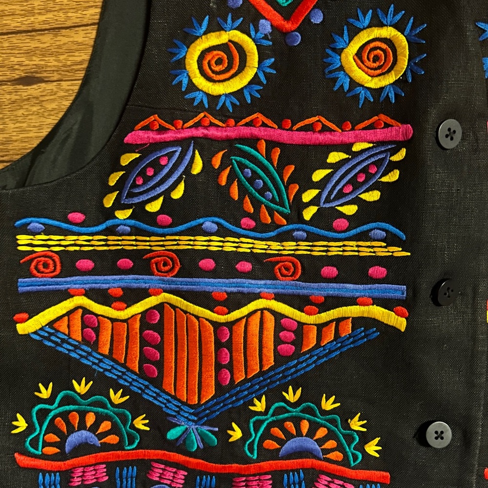 Ib Diffusion Size 10 Black/Multi-Colors Embroider… - image 8